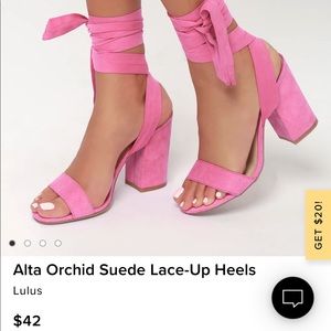 Lulu’s Orchid Alta Suede Lace-Up Heels